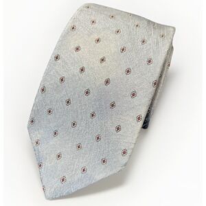 Men's silk neck tie grey geometric 58 x 3 1/4 made in usa